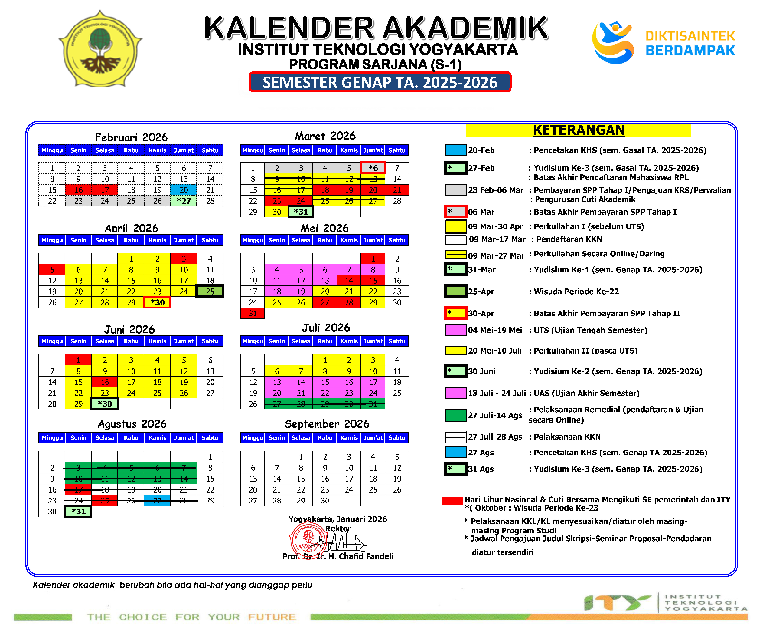 Kalender Akademik Semester Genap 2025/2026